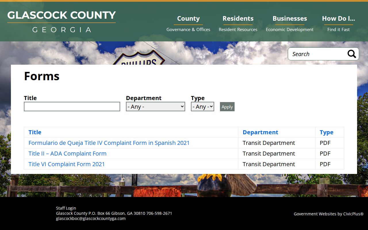 Glascock County warrant record forms page