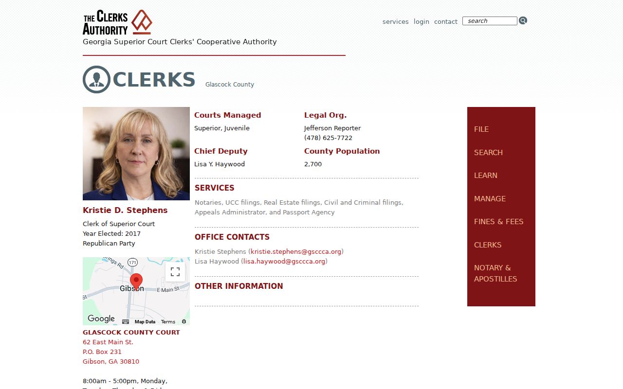Glascock County active warrant clerk contact profile