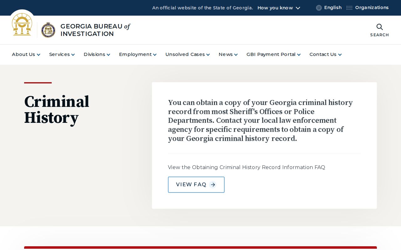 Georgia Bureau of Investigation criminal history guidance